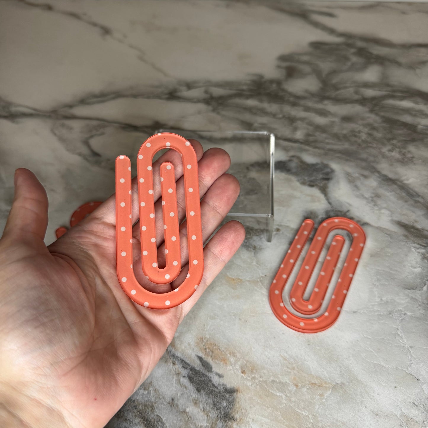 Jumbo Paperclip - Coral Polka Dot
