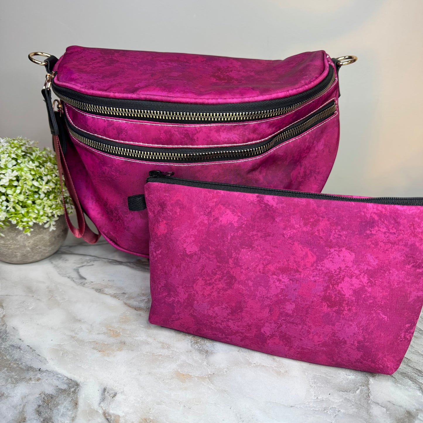 Bundled Set - Roni & Pouch - Maroon Acid Wash