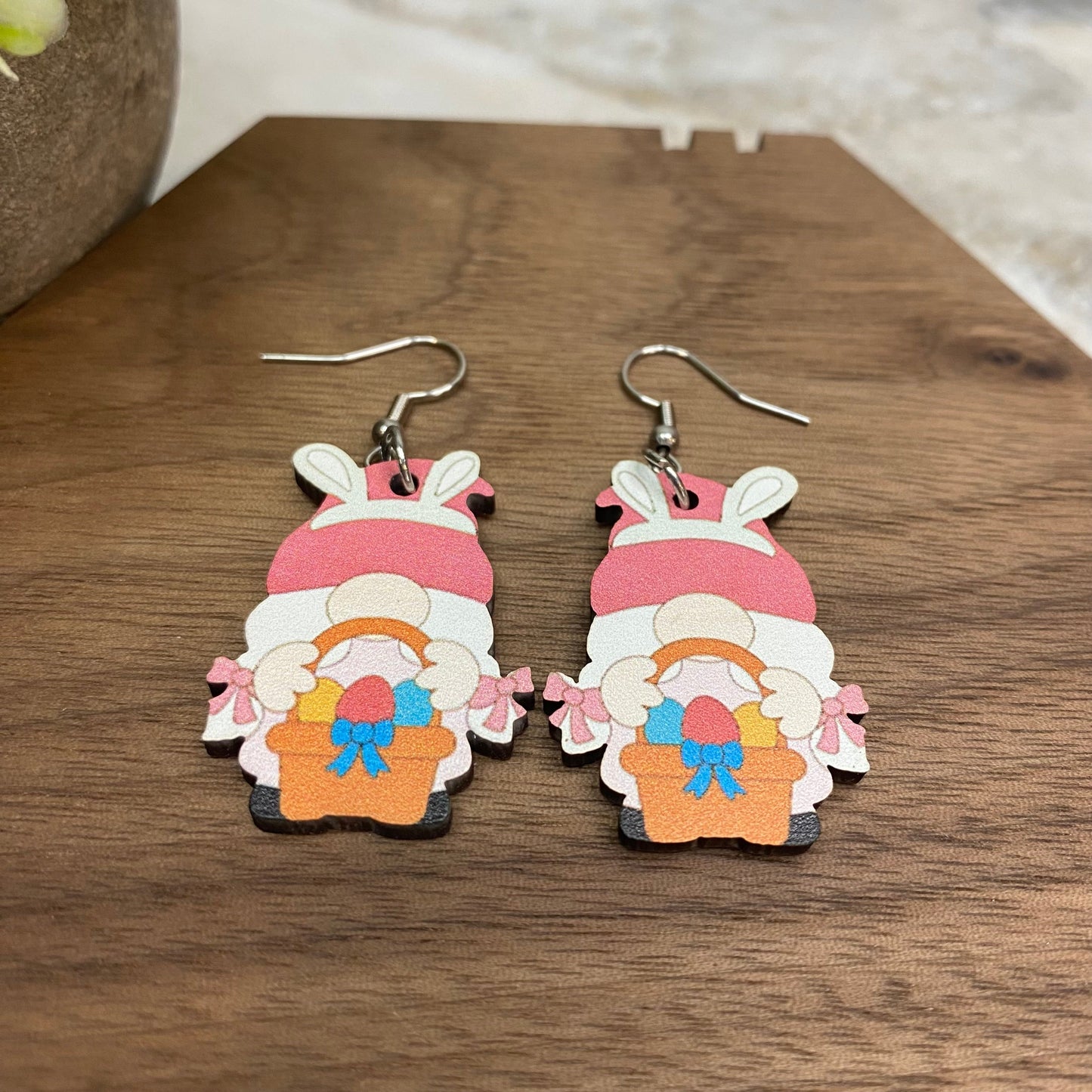 Wood Dangle Earring - Easter - #1