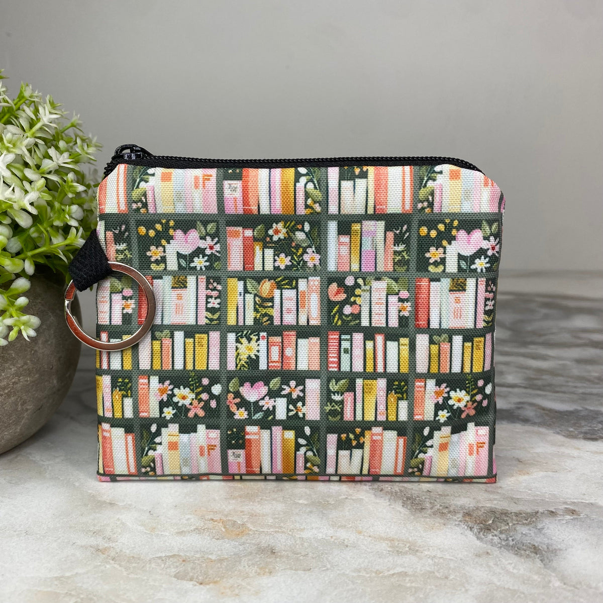 Mini Pouch - Book Olive Green Shelf