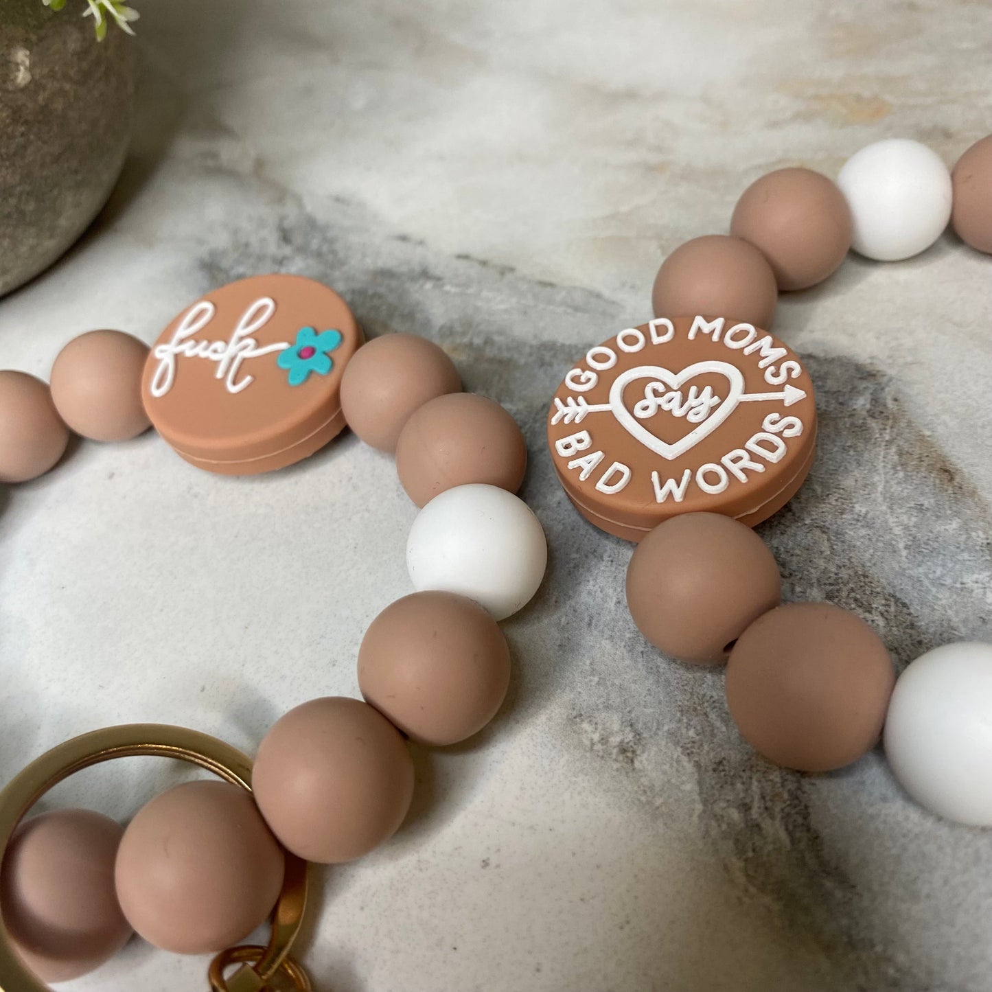 Silicone Bracelet Keychain - Mom Adult Fuck - Beige