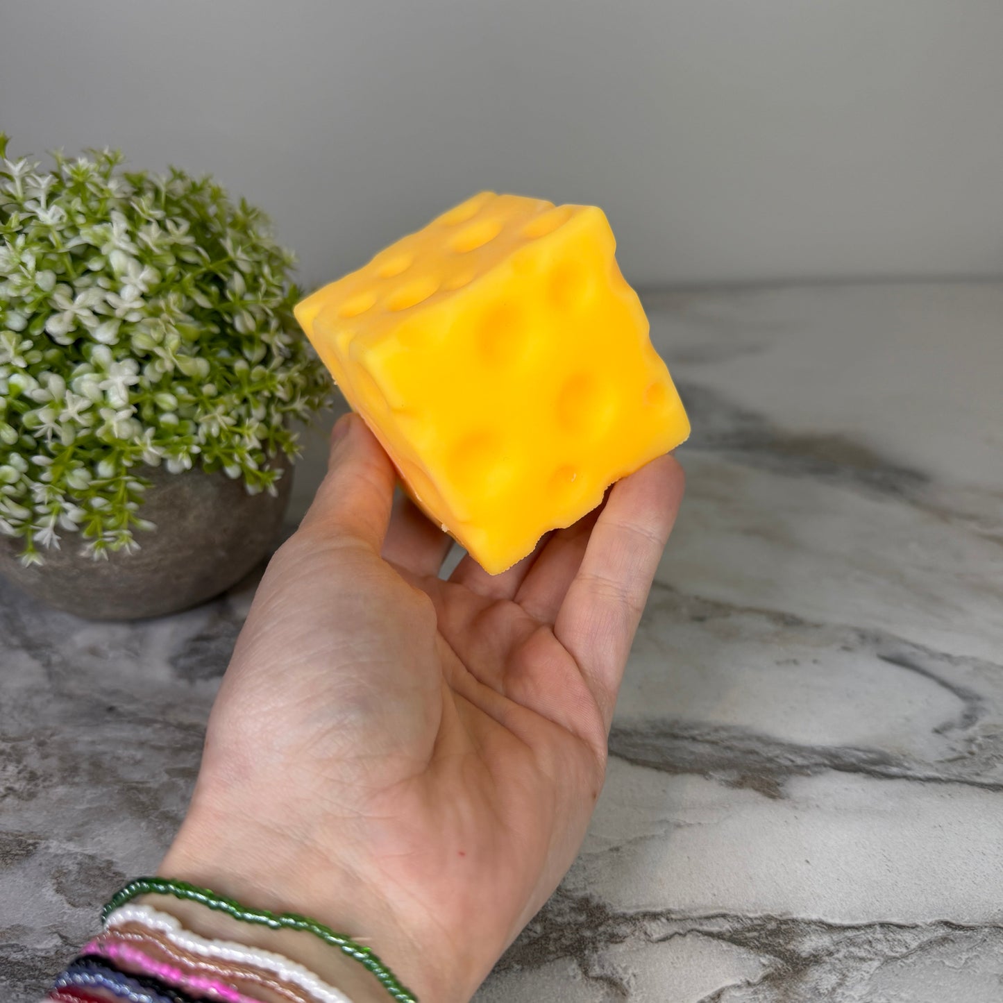 Stress Squishy Toy - Cheese Cube, Medium - PREORDER