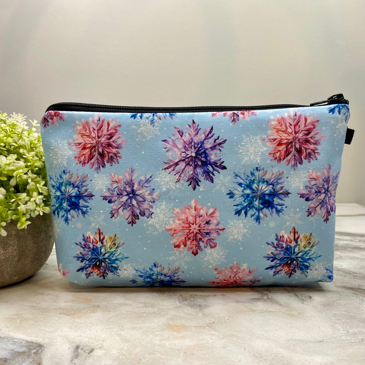 Pouch - Christmas - Snowflake on Blue