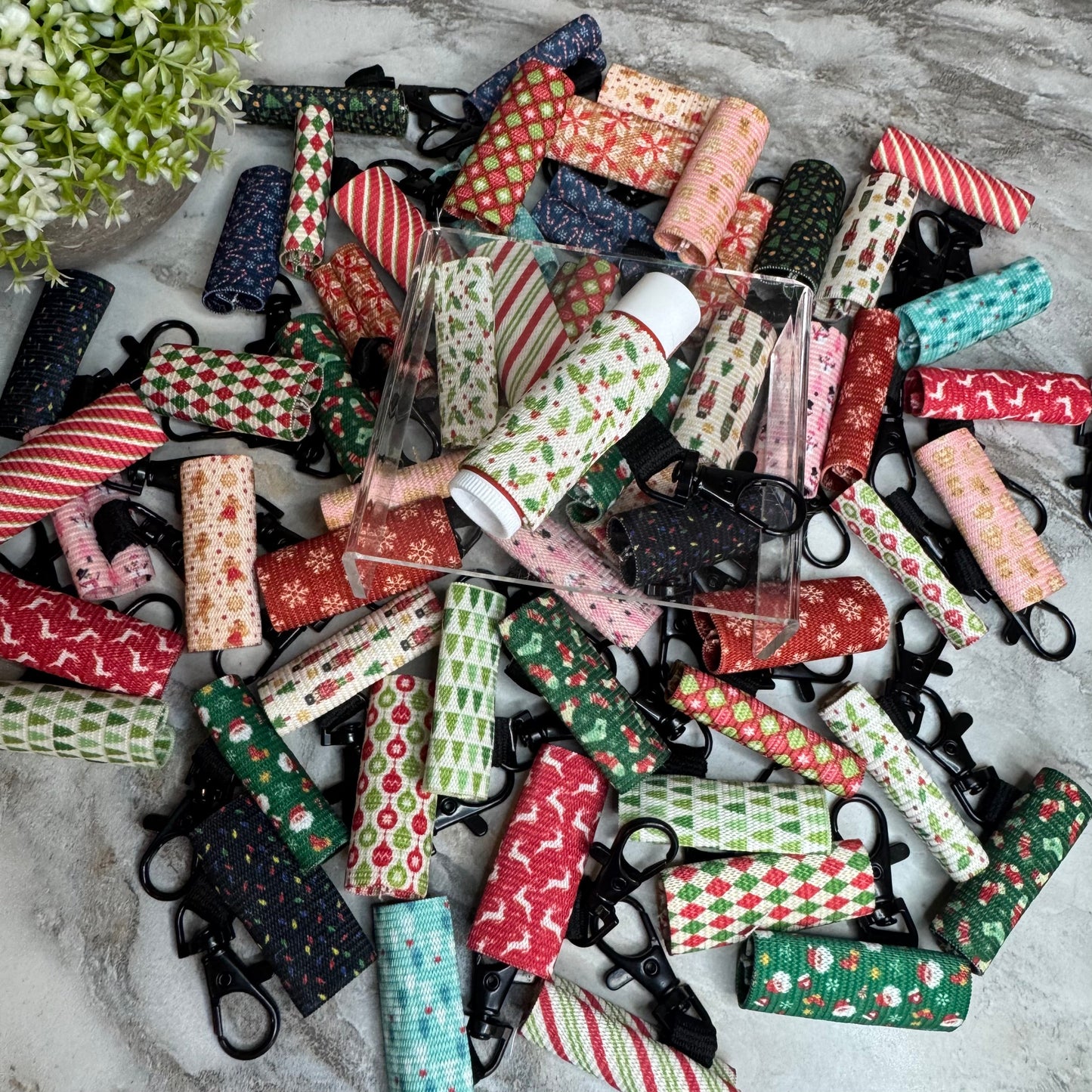 Lip Balm Chapstick Holder - Christmas Mix (Lip Balm Included)