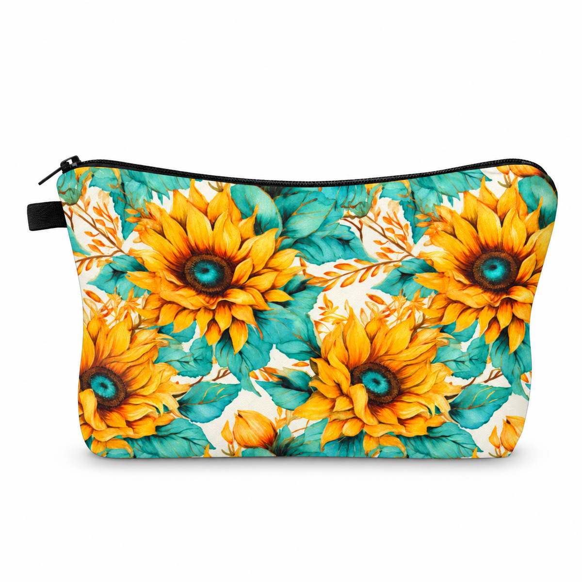 Pouch - Floral Sunflower Floral Teal White