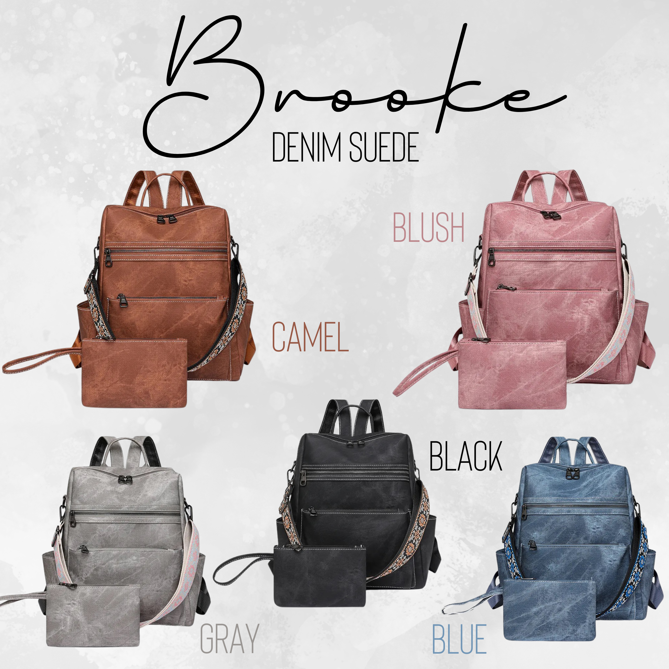 brooke suede leather backpack Denim Suede Brooke Backpack + Pouch – Cheers, Chelsea