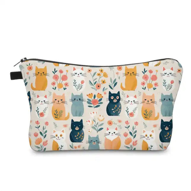 Pouch - Floral Cats In A Row