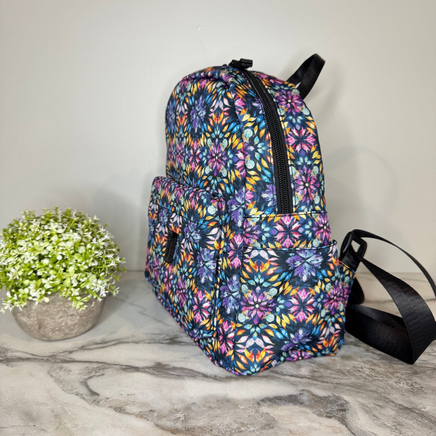 Mini Backpack - Bold Purple Orange Pink Tie Dye