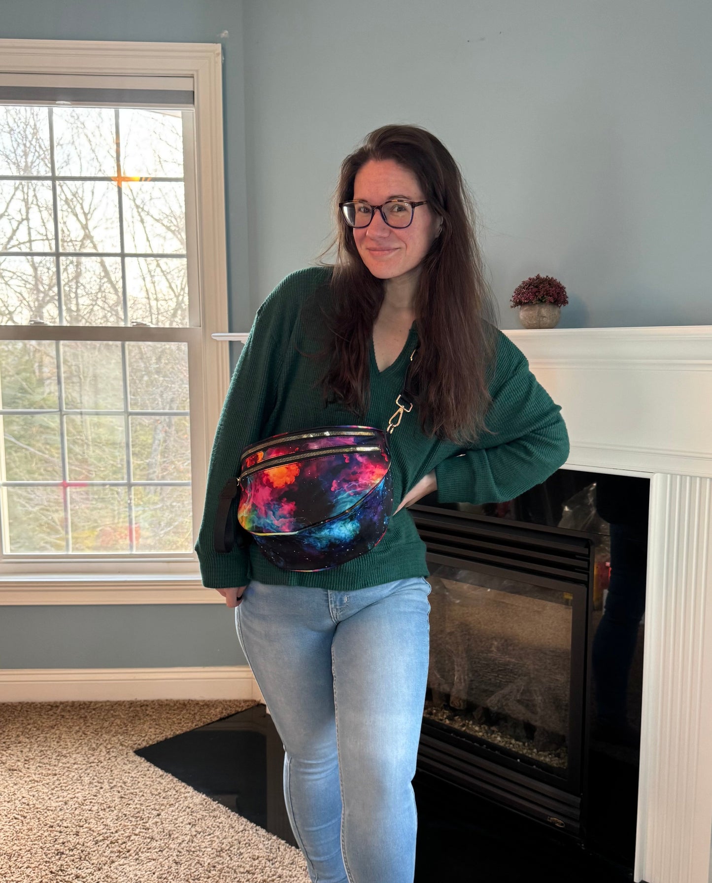 The Roni Nylon Crossbody - Pink Orange Galaxy