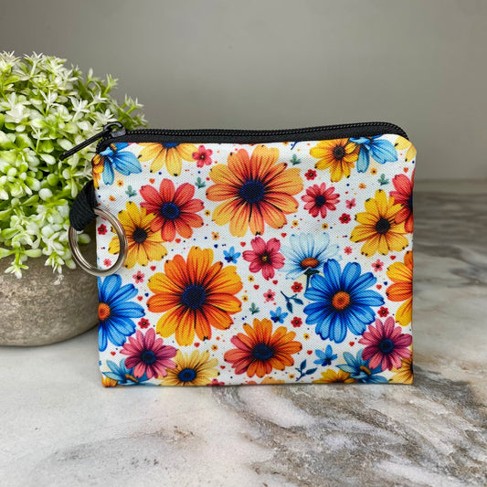 Mini Pouch - Floral Orange Yellow Blue