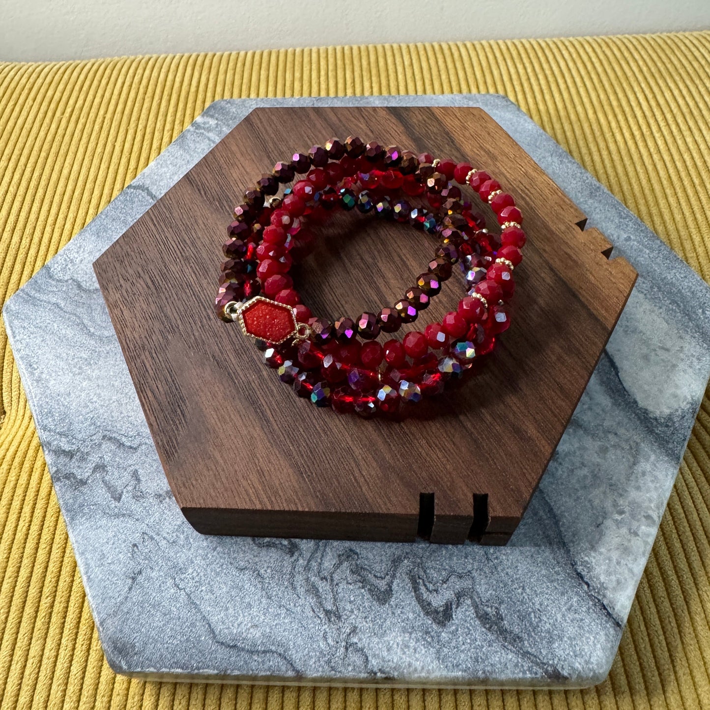 Bracelet Pack - Druzy Bead - Deep Red