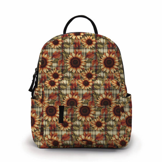 Mini Backpack - Halloween Fall - Sunflower Plaid