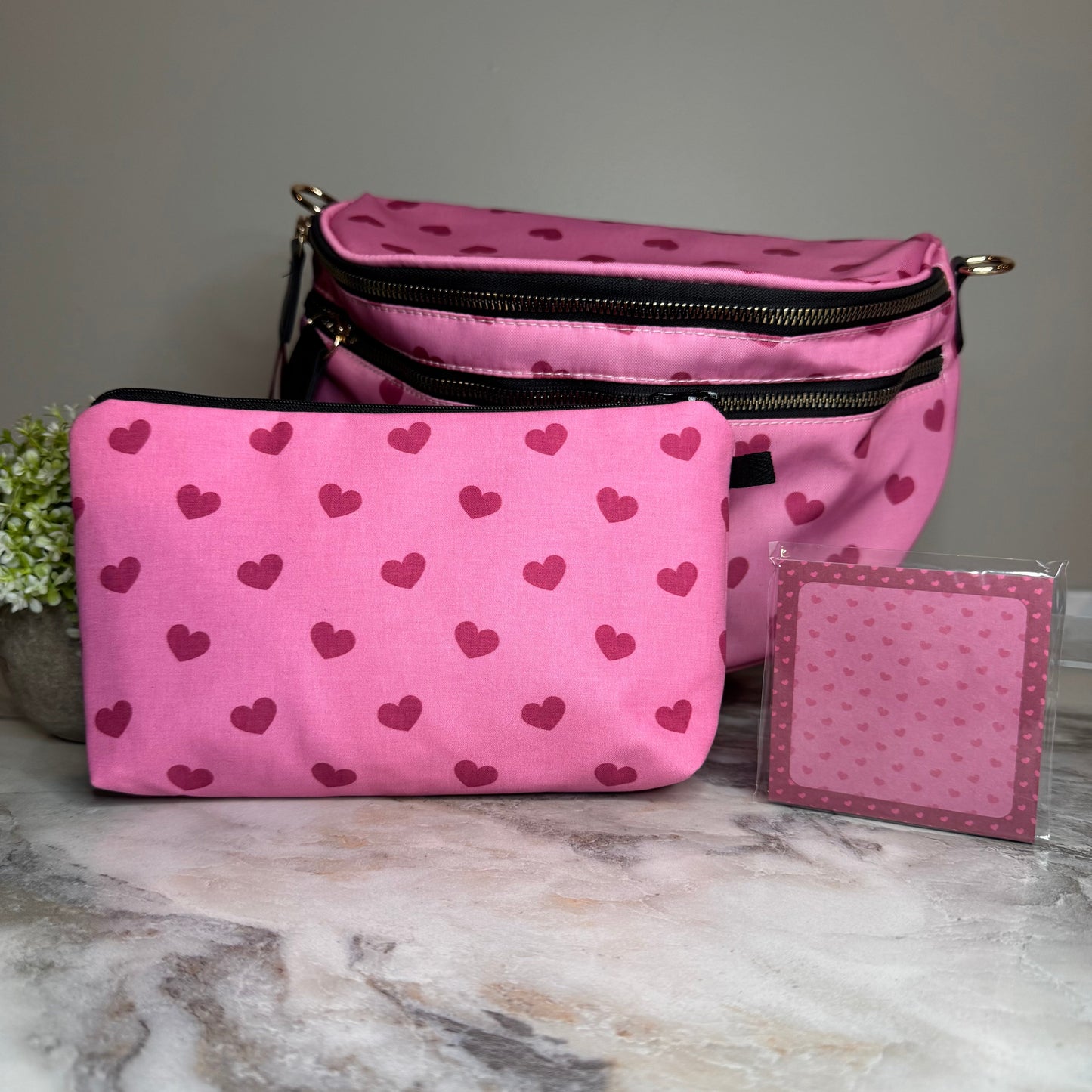 Bundled Set - Roni & Pouch - Maroon Heart