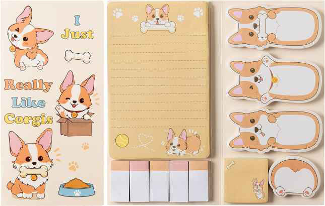 Sticky Note Booklet Set - Corgi