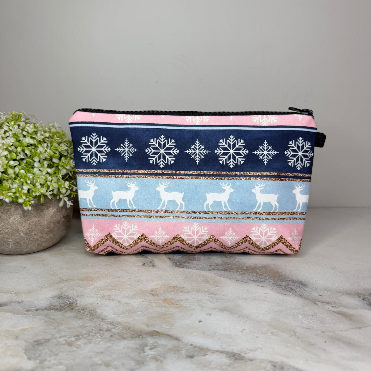 Pouch - Christmas - Snowflake Blue Pink