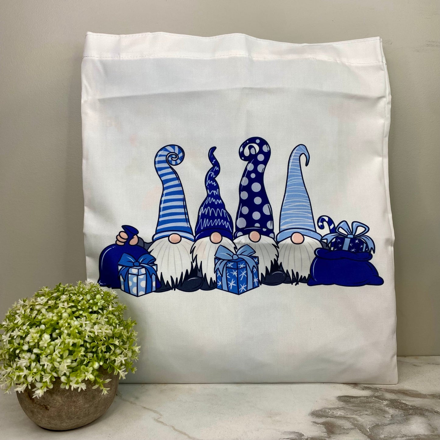 Tote Bag - Christmas/Hanukkah - #48 - Blue Gift Gnomes