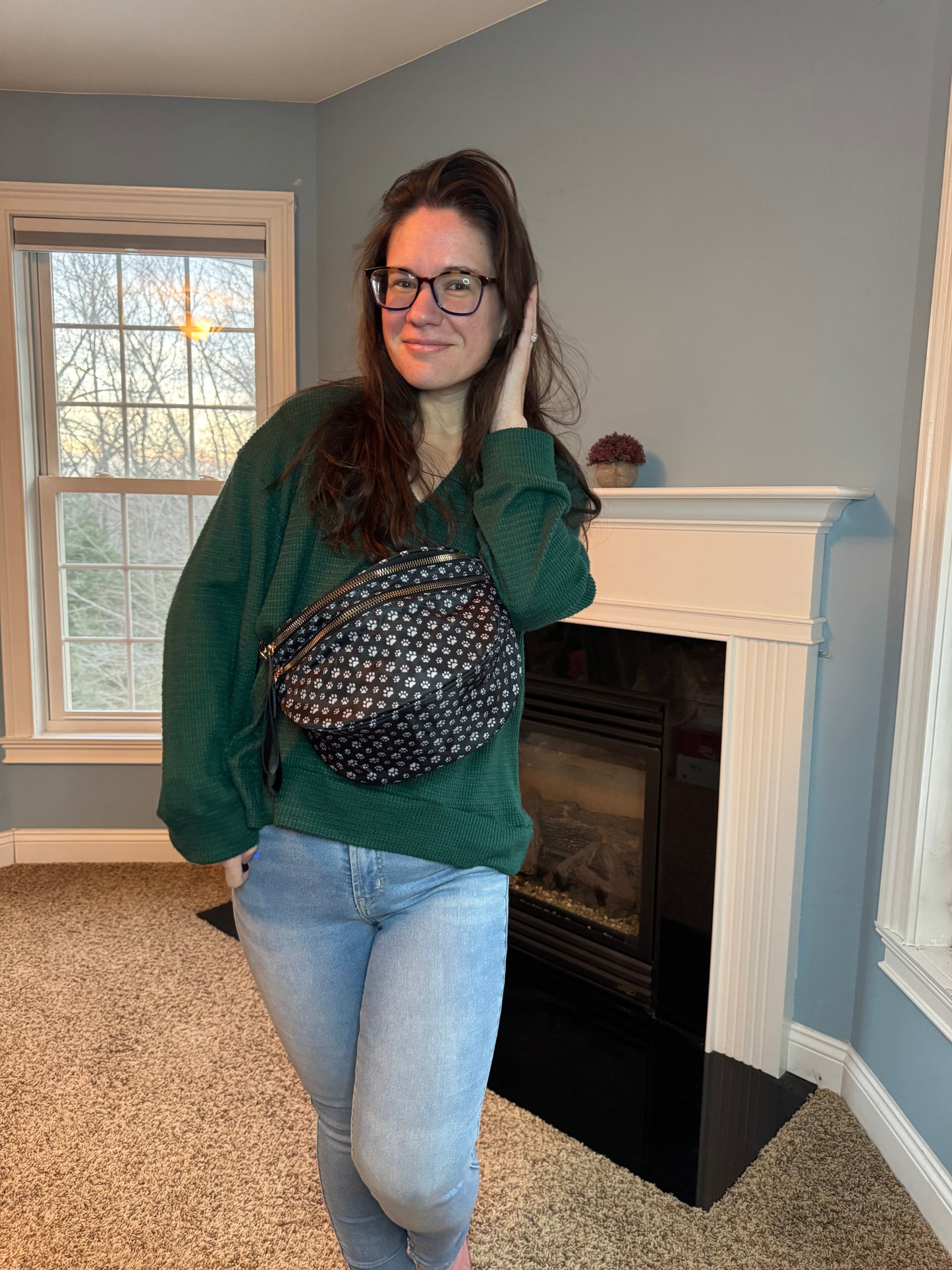 The Roni Nylon Crossbody - Black & Grey Paw