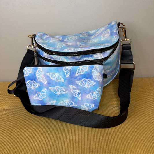 Bundled Set - Roni & Pouch - Butterfly Blue Purple Watercolor