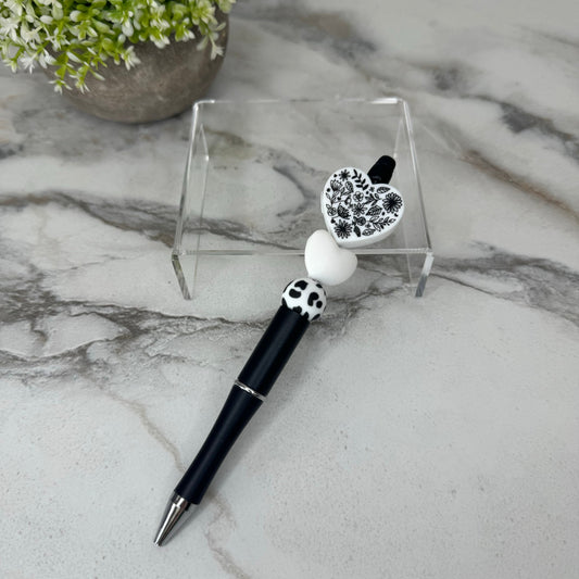 Pen - Black & White Floral