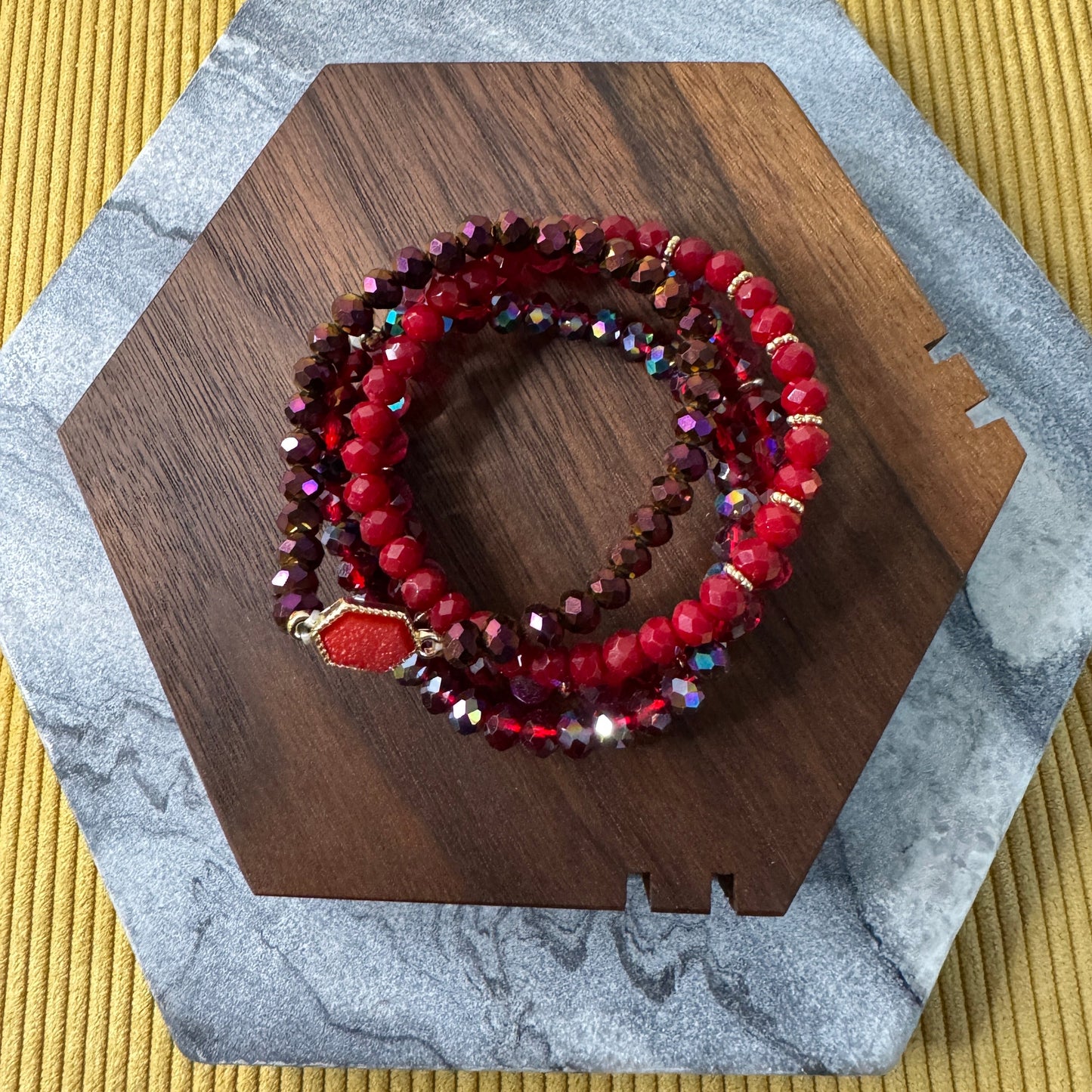 Bracelet Pack - Druzy Bead - Deep Red