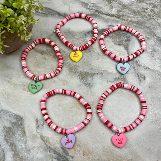 Bracelet - Clay - Valentine’s Conversation Heart Charm