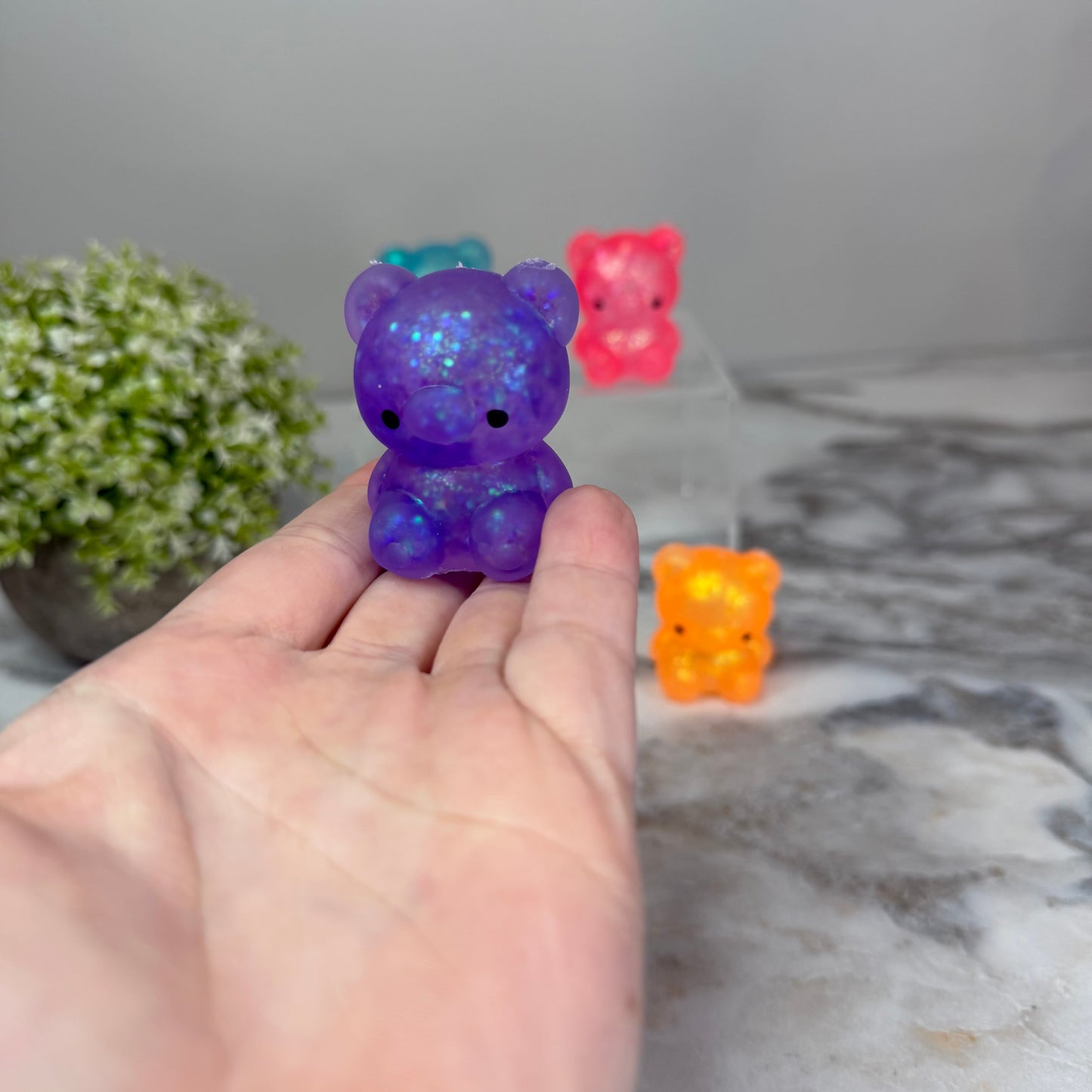 Figurine Silicone Squishy Toy - Glitter Gummy Bear