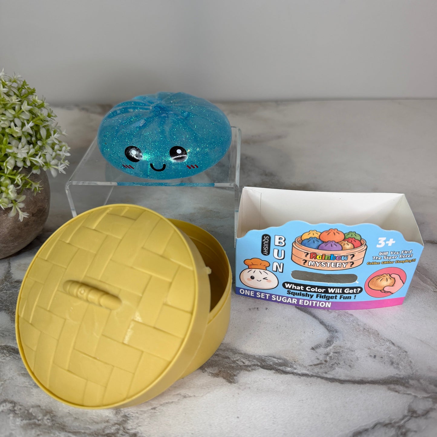 Squishy Toy - Viral Dumpling, Slow Rise Glitter - Blue