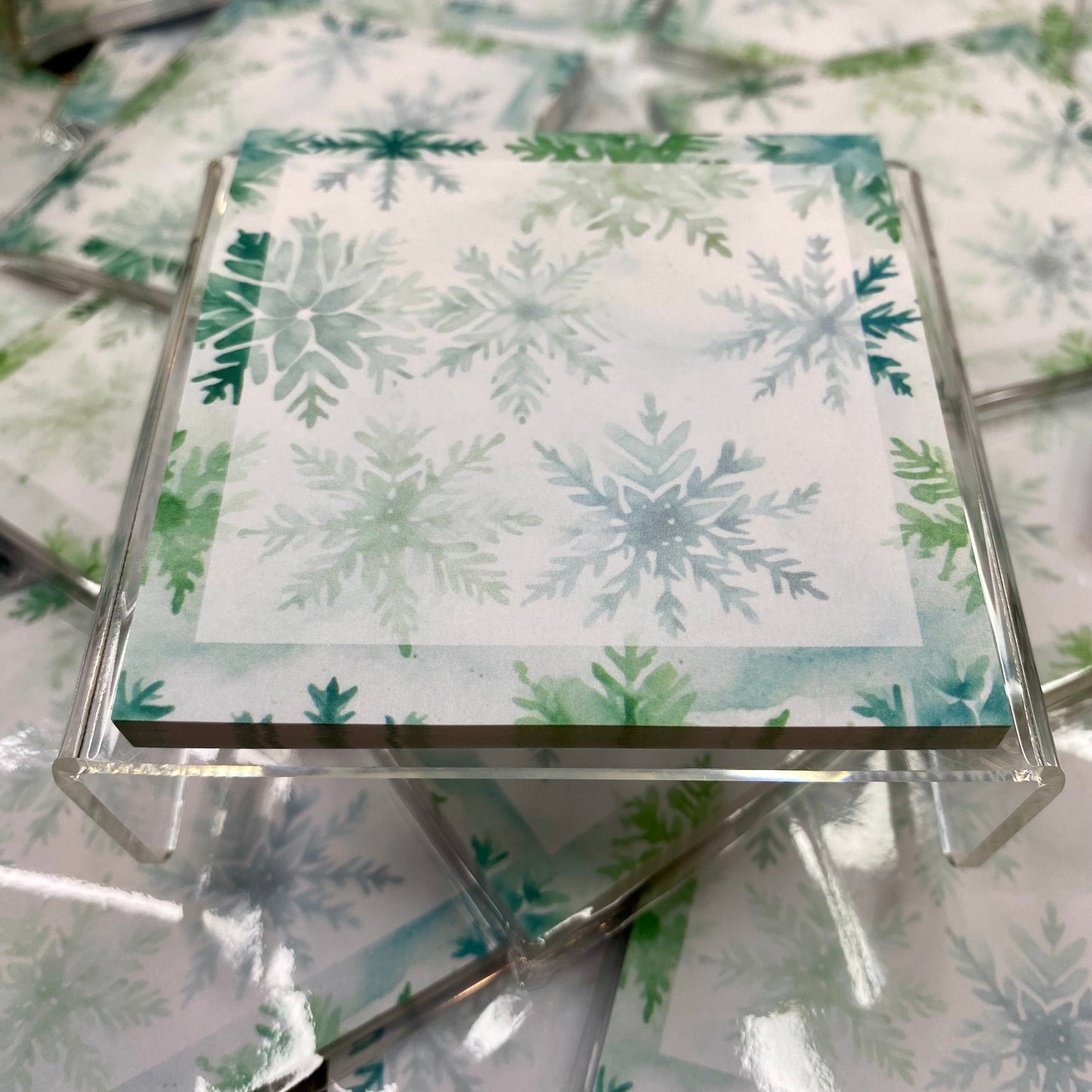 The Sticky Note Collection - Christmas Green Teal Snowflakes