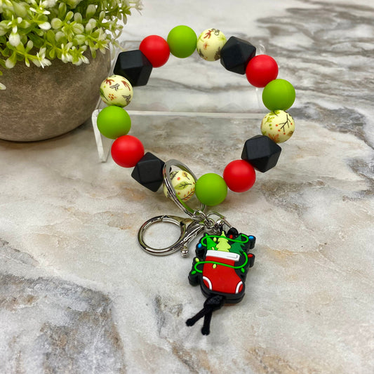 Silicone Bracelet Keychain - Christmas Winter - Green Red Black Stocking