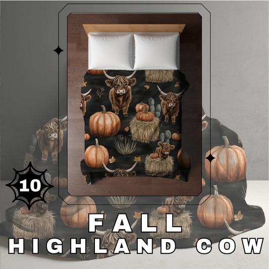 Blanket Halloween #10 - Fall Highland Cow - PREORDER ends 7/25