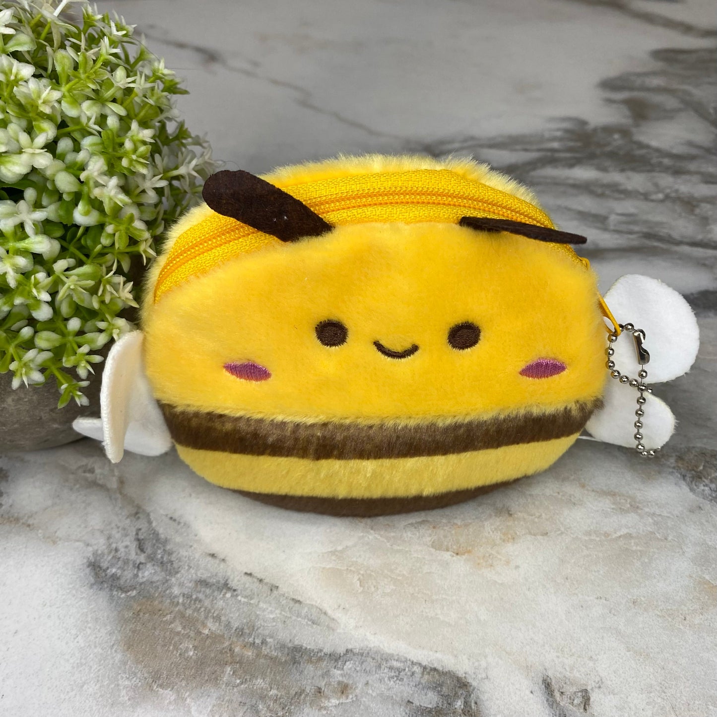 Coin Pouch Keychain - Velour - Bee