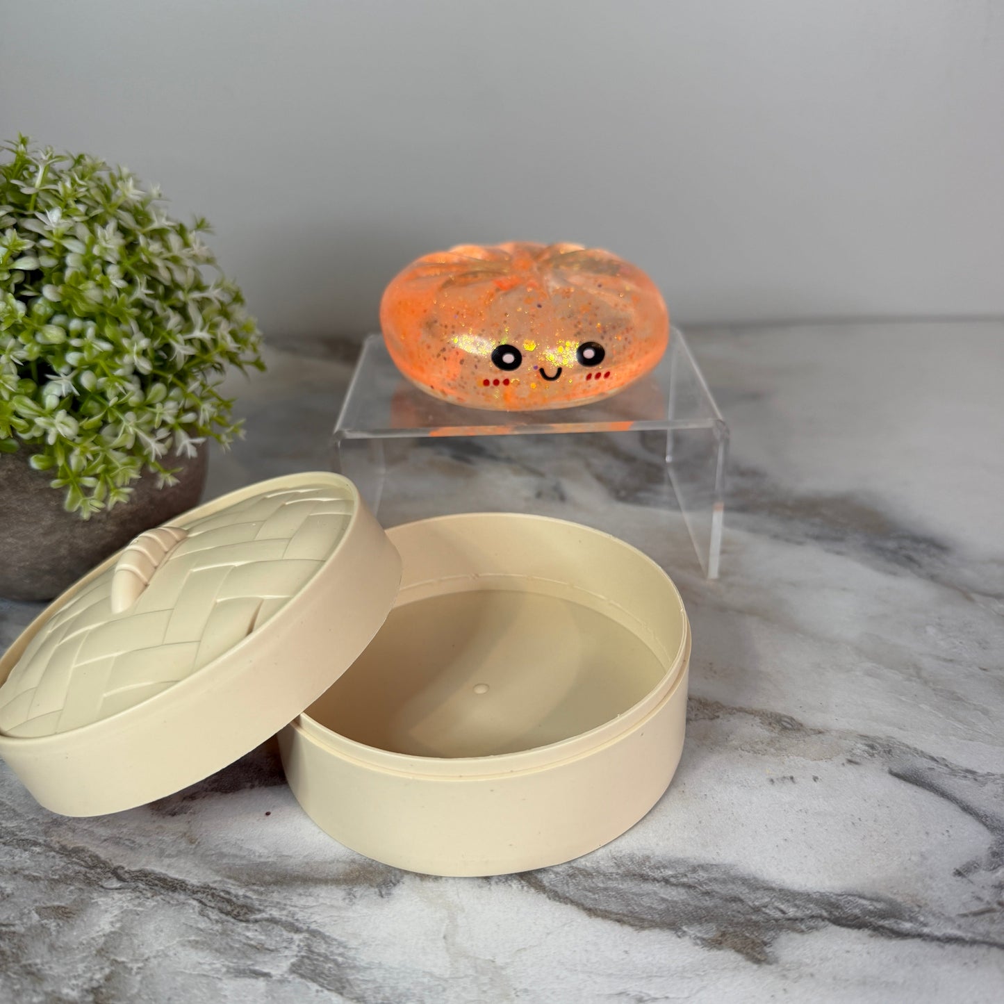 Squishy Toy - Viral Dumpling, Slow Rise Glitter #2 - Orange