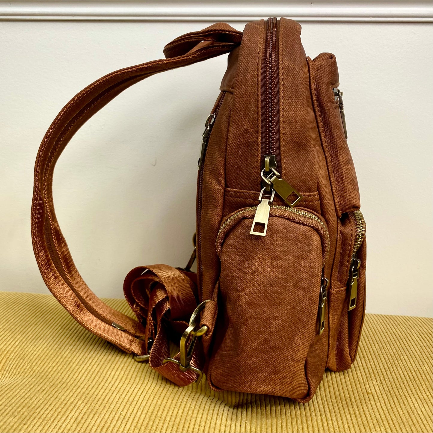 Sydney Denim 2-in-1 Sling + Backpack - Camel