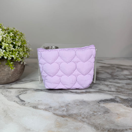 Mini Pouch - Stitched Hearts, Purple