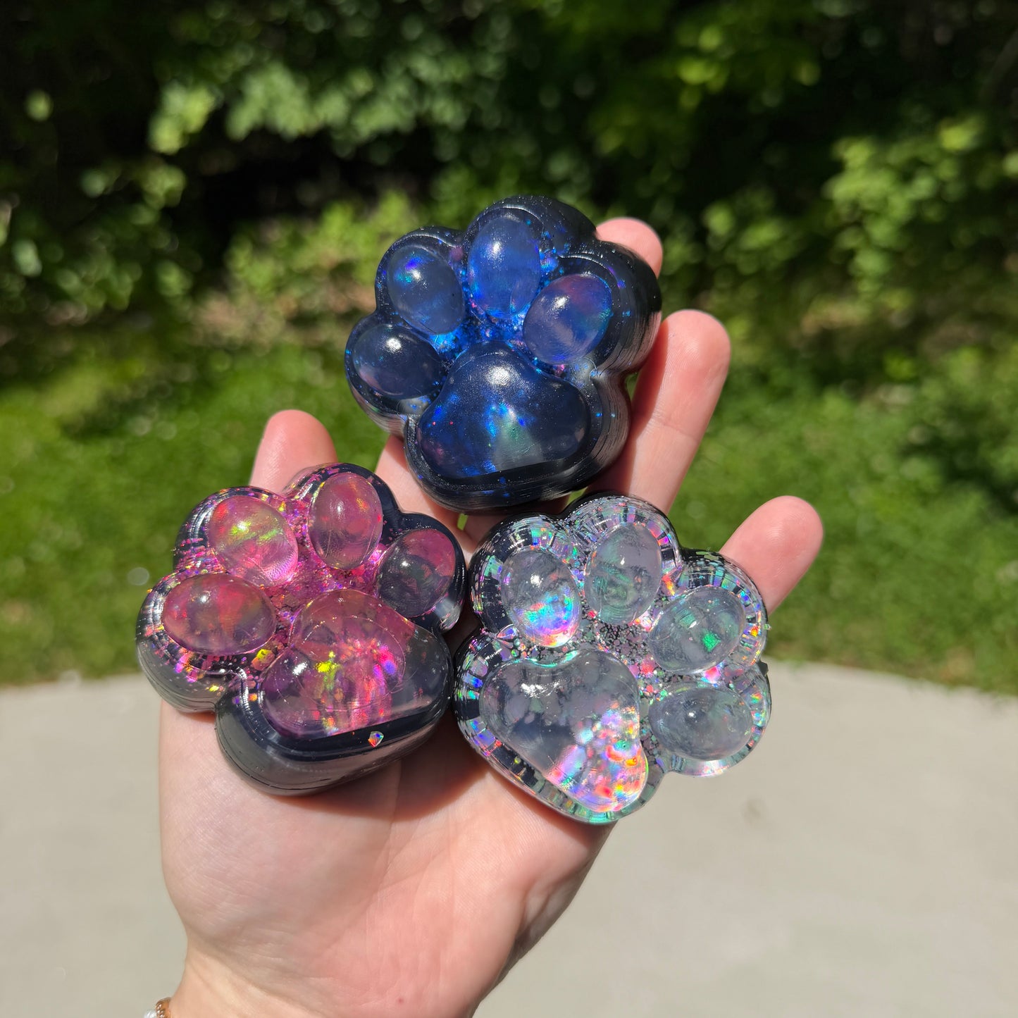 Squishy Toy - Paw Print, Galaxy Glitter