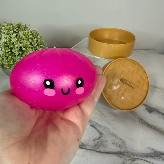 Squishy Toy - Viral Dumpling, Neon Pink Glitter