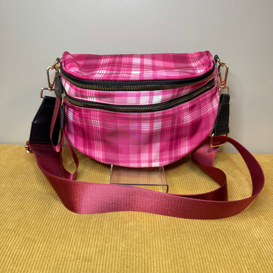 The Roni Nylon Crossbody - Pink Plaid