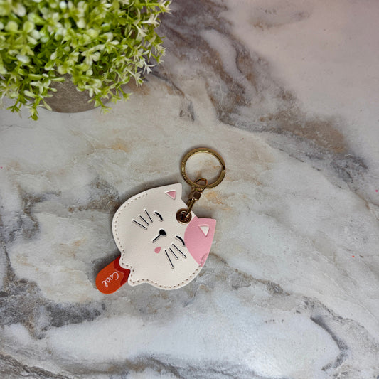 Keychain - Faux Leather - Cat Ice Cream