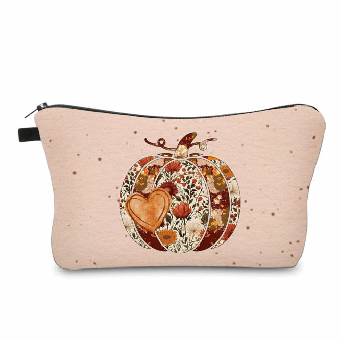 Pouch - Halloween Fall - Floral Heart Pumpkin