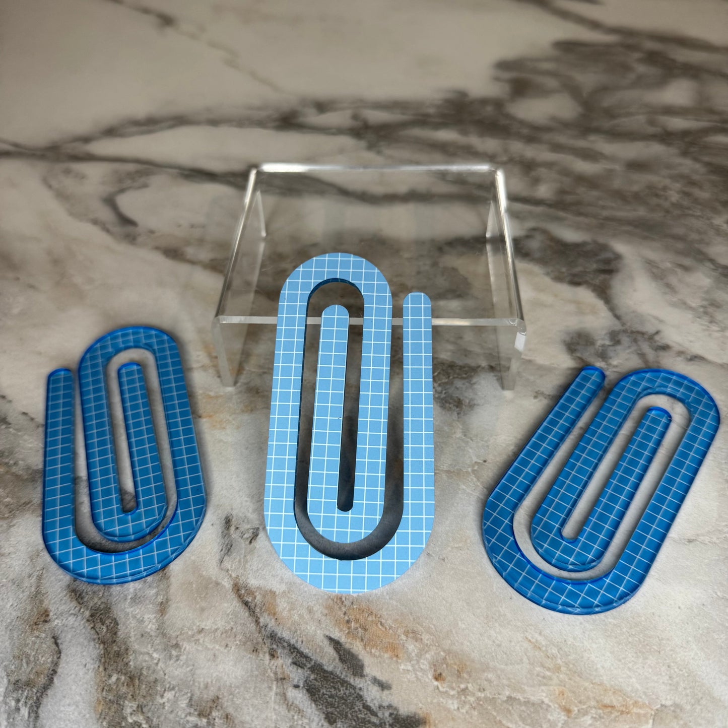 Jumbo Paperclip - Blue Checker
