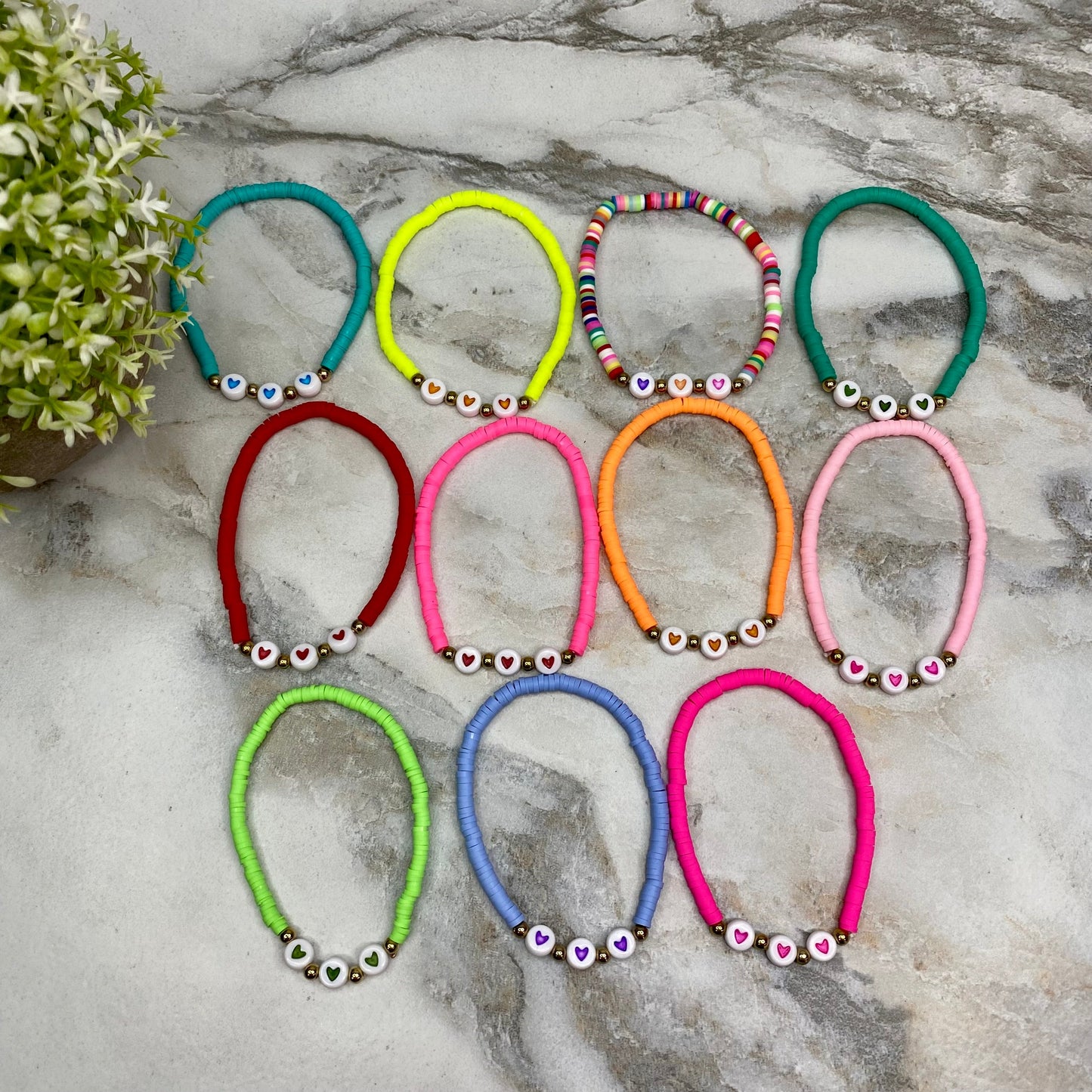 Bracelet - Clay + Bead - Hearts