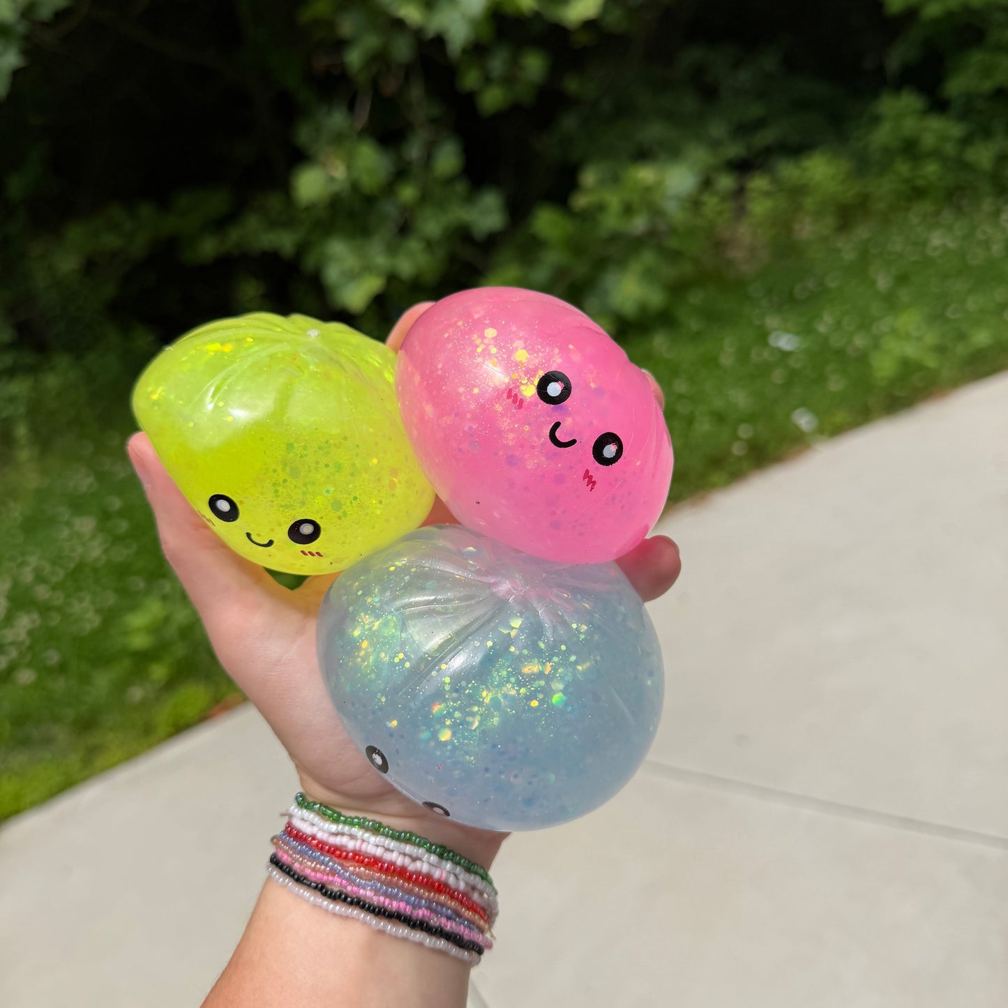 Squishy Toy - Viral Dumpling, Quick Squeeze Glitter - Pink
