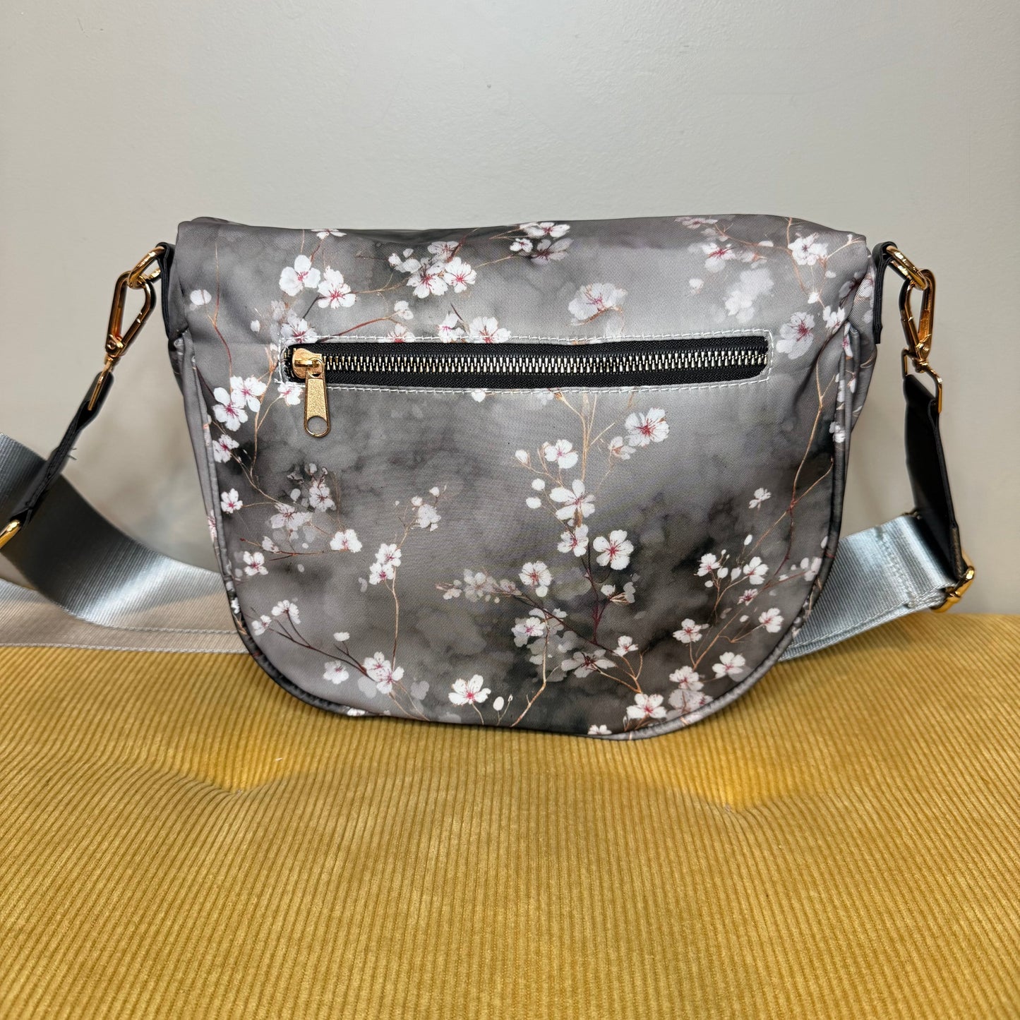 The Roni Nylon Crossbody - Grey Cherry Blossom