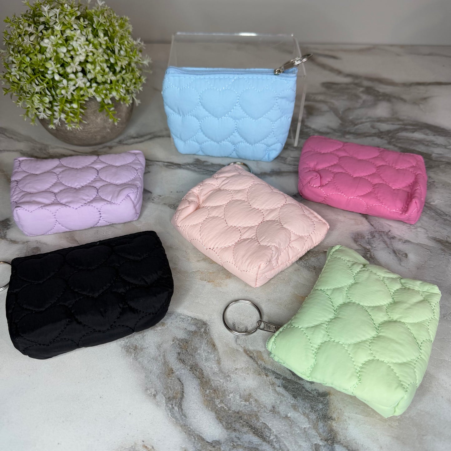 Mini Pouch - Stitched Hearts, Black