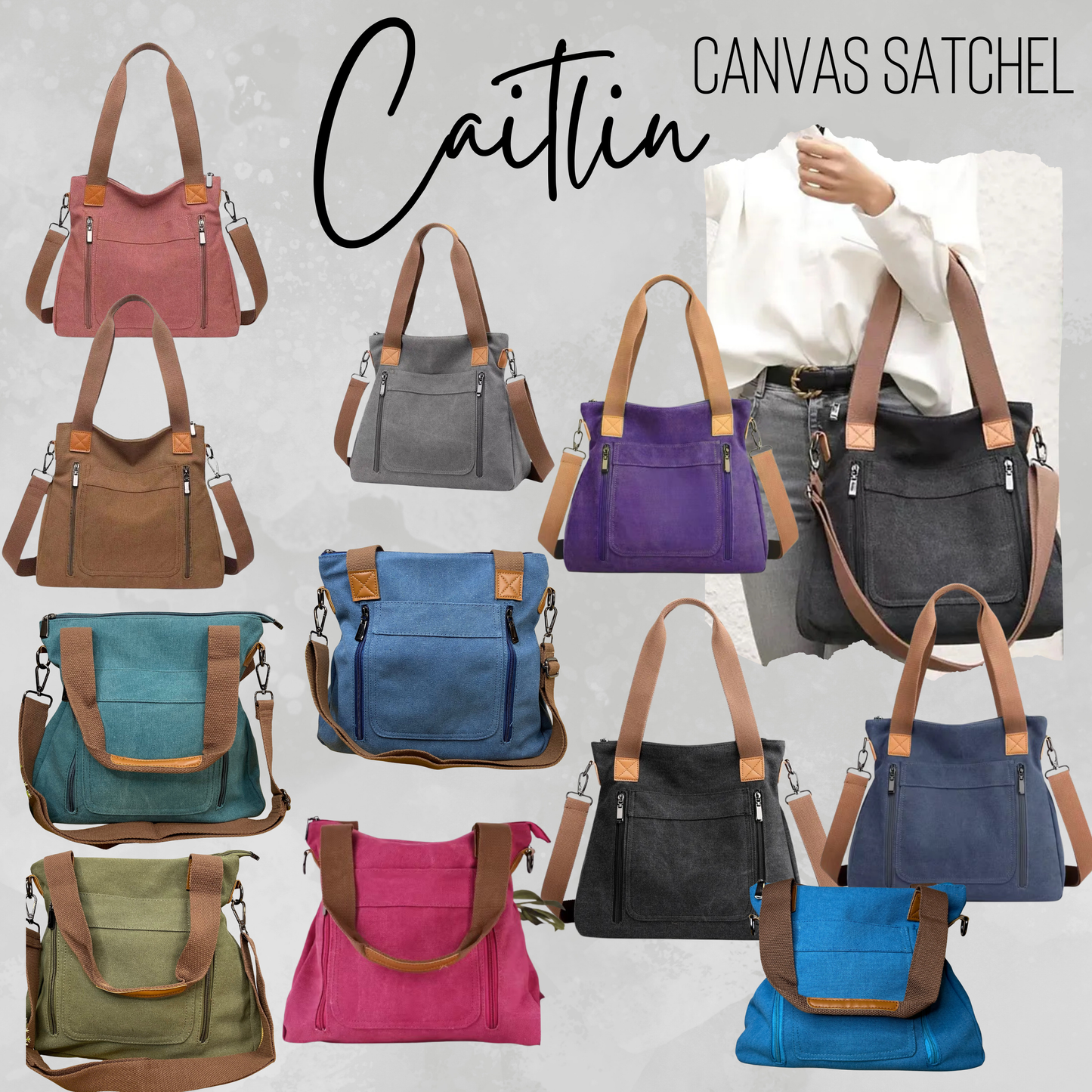 Caitlin - Canvas Satchel - PREORDER 3/11-3/14