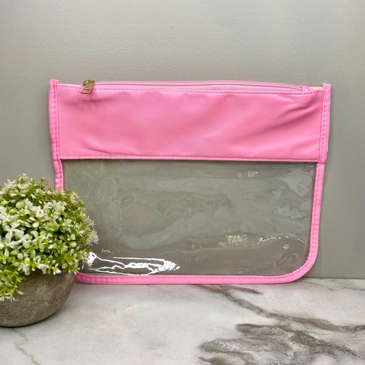 Pouch - XL Clear Zip - Medium Pink