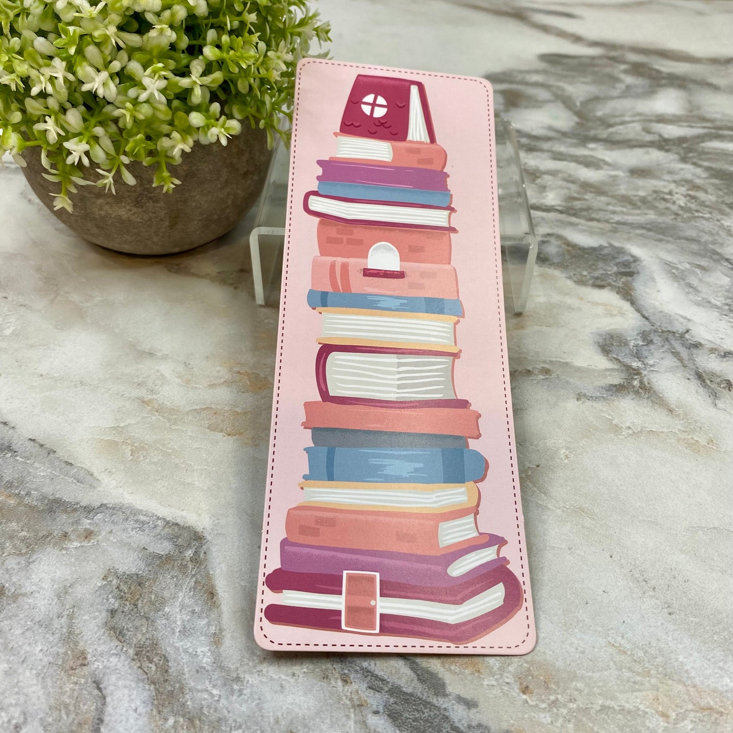 Bookmark - Pink Stacked Books