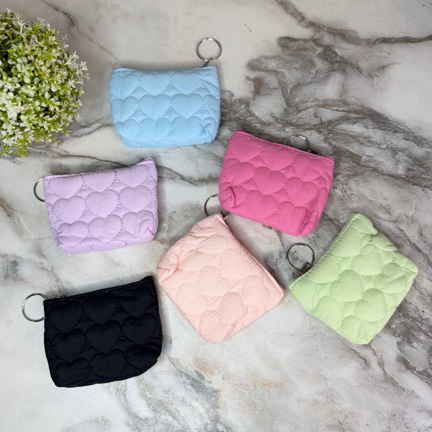 Mini Pouch - Stitched Hearts, Purple