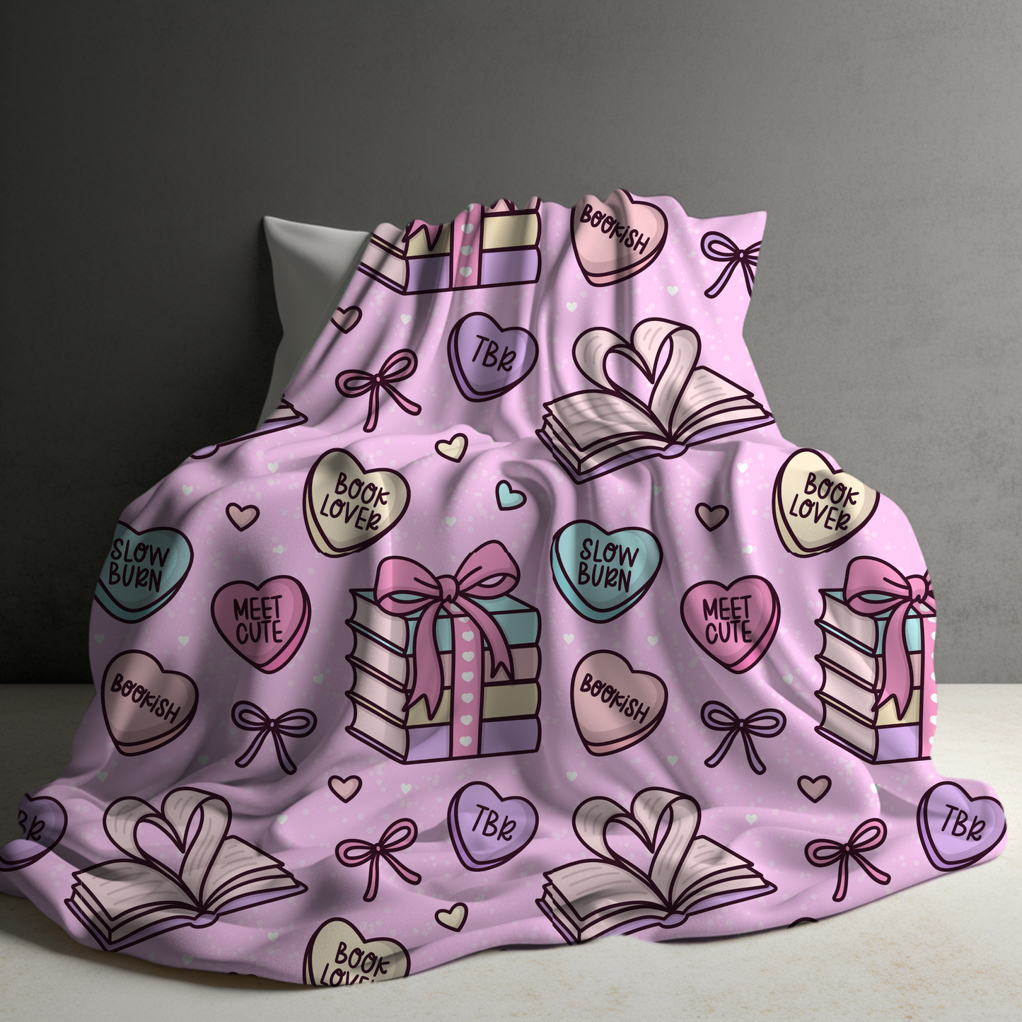 Blanket - Valentine’s Day - Book Hearts Pink