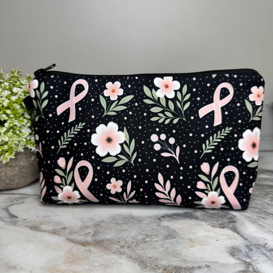 Pouch - Floral Ribbon Breast Cancer Awareness